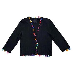 Michael Simon Vintage Multicolor Sequin Button Up Cardigan Sweater Size Medium